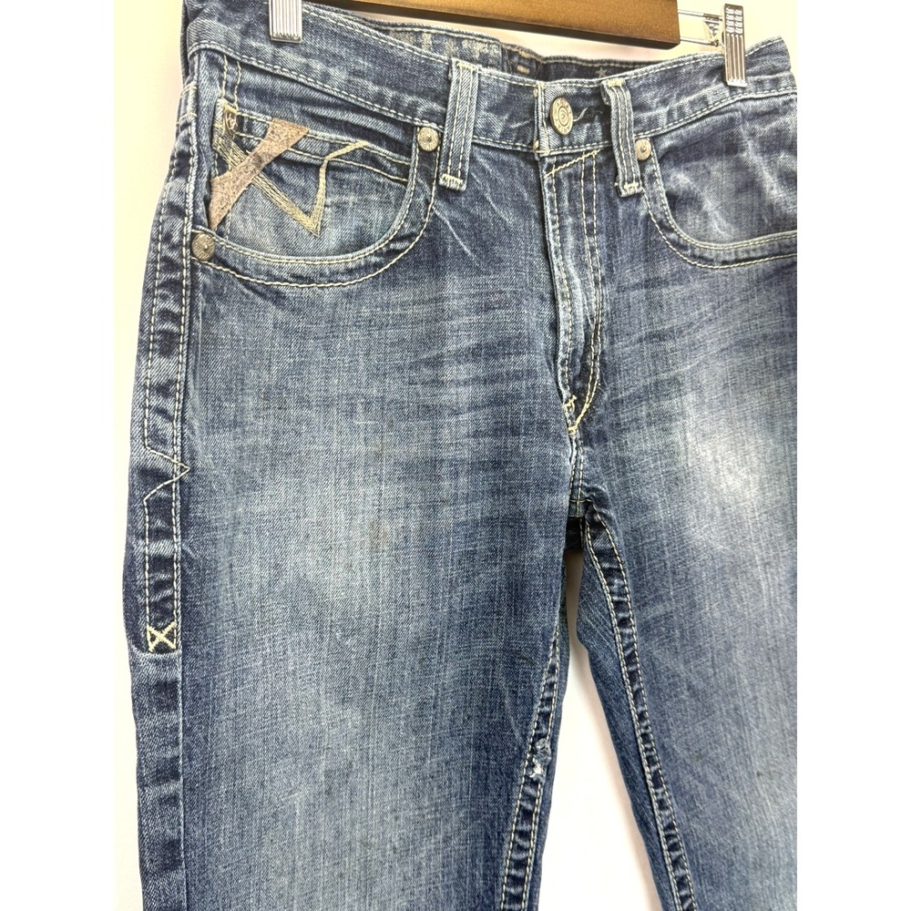 Ariat M5 Slim Outlaw Stackable Straight Leg Jeans Blue Thrashed Mens 31x34 - Picture 2 of 9